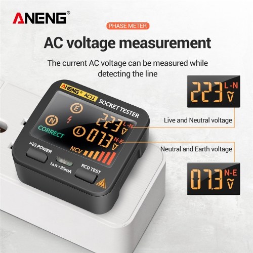 ANENG AC11 Socket Tester Electric Leakage Detector LCD Display 