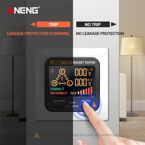 ANENG AC11 Socket Tester Electric Leakage Detector LCD Display 
