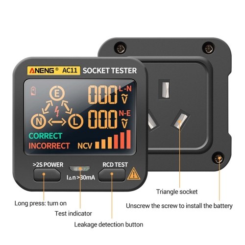 ANENG AC11 Socket Tester Electric Leakage Detector LCD Display 