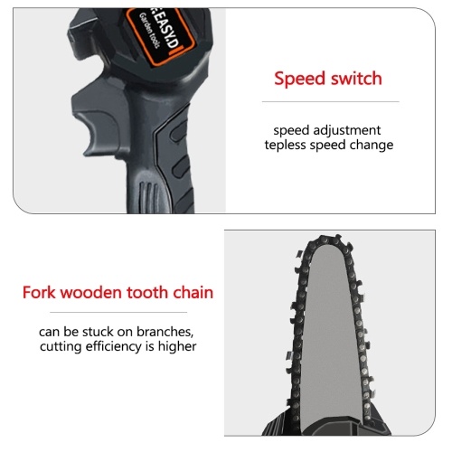 

24V Lithium Battery(Two) Portable Electric Pruning Saw Rechargeable Small Electric Saws Woodworking One-handed Electric Saw Garden Logging Mini Electric Chain Saw