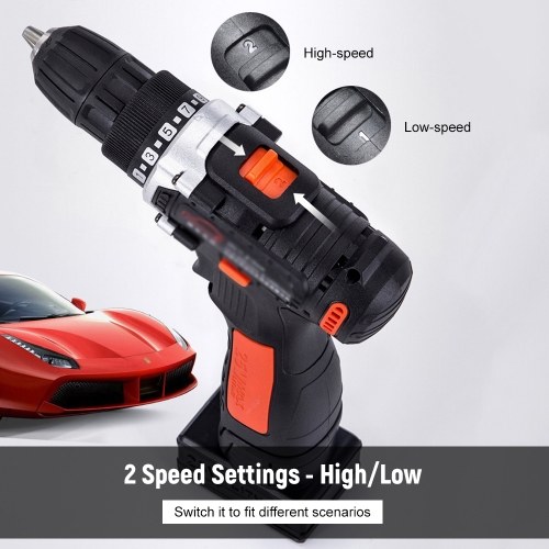 

25V Cordless Drill / Driver Kit 1350rpm Variable Speed Polisher Car Buffer Waxer Set Power Screwdriver with Light Rechargeable with 5 Bits for Car Beauty Furniture Installation
