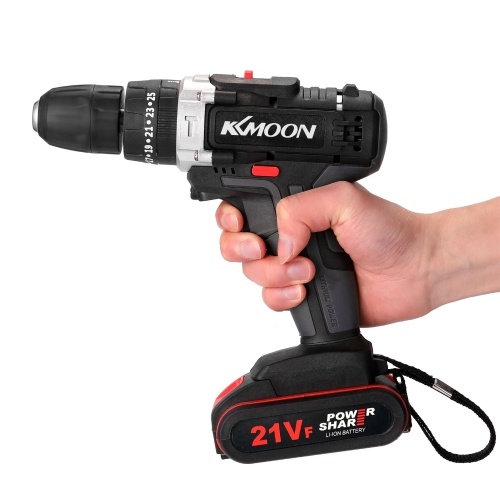 

KKmoon 21V Household Multifuctional Electric Drill Mini Screwdriver Rotation Ways Speeds Torques Adjustable with Two Batteries