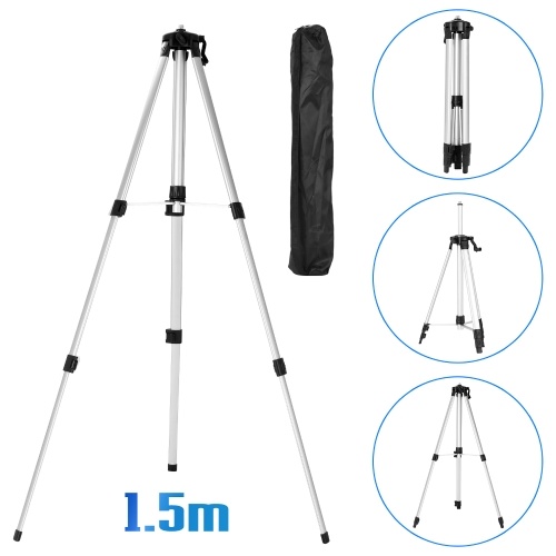 

KKmoon Multifunctional 3D 12 Lines Self-leveling Level Tool with 1.5M 3 Heights Adjustable Alloy Extension Bar Tripod Stand with Carrying Bag