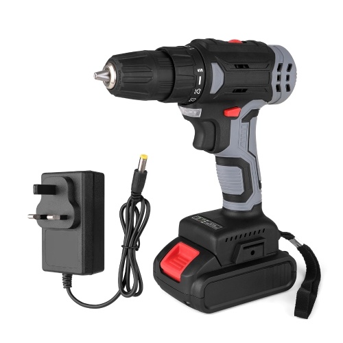 

21V Portable Cordless Electric Drill with 3/8 Inch Chuck Mini Handheld Power Drill & Screwdriver with Battery Level Indicator LED Work Light 2-variable Speed Rotation Direction Adjustment 65Nm Max Torque Includes 1500mAh Li-ion Battery & Fast Charger