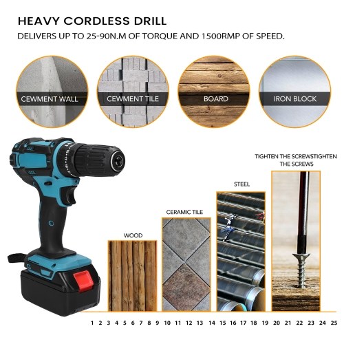 

21V Multifunctional Electric Cordless Drill High-power Lithium Battery Wireless Rechargeable Hand Drills Brushless Motor Home DIY Electric Power Tools