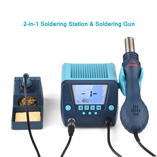 

Bakon BK881 2-in-1 Soldering Station & Soldering Gun Multifunctional Digital Rework Station Hot Air Gun Soldering and Desoldering Tool LCD Display