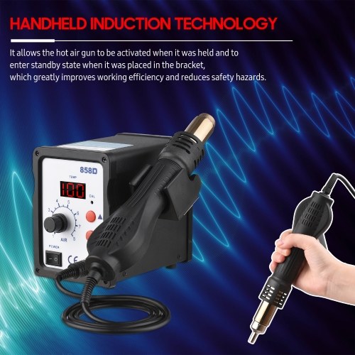 

Brushless Hot Air Rework Station LED Digital 100℃-480℃ (212℉-896℉) Adjustable Air Flow 700W Portable Electric Desoldering Gun for BGA PLCC Electronics Repair PCB Heat Shrinkage Drying