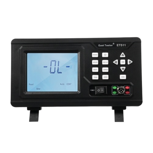East Tester ET511 DC Low Resistance Tester Portable Milliohm Meter Microresistance Tester Low Resistance Tester Direct Current LCD Display with Backlight Low Resistance Tester  for Resistance Measurement (10μΩ~20kΩ) 