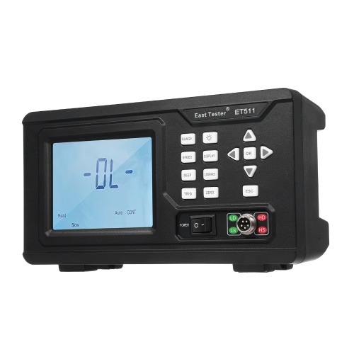 East Tester ET511 DC Low Resistance Tester Portable Milliohm Meter Microresistance Tester Low Resistance Tester Direct Current LCD Display with Backlight Low Resistance Tester  for Resistance Measurement (10μΩ~20kΩ) 
