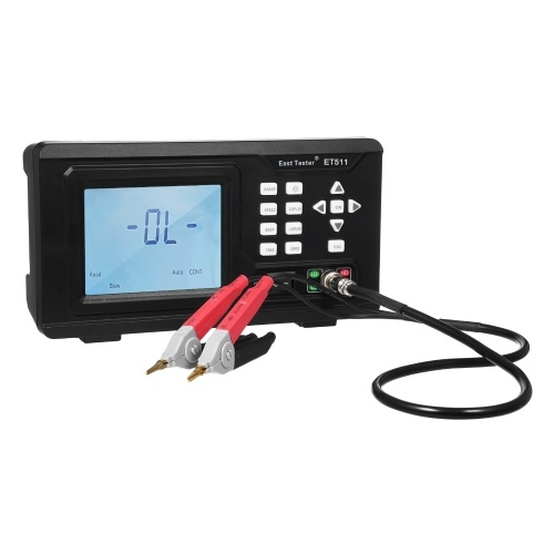 East Tester ET511 DC Low Resistance Tester Portable Milliohm Meter Microresistance Tester Low Resistance Tester Direct Current LCD Display with Backlight Low Resistance Tester  for Resistance Measurement (10μΩ~20kΩ) 