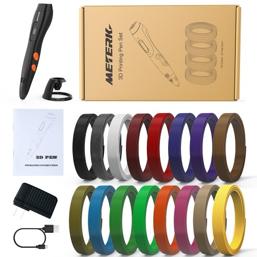 

Meterk 3D Printing Pen Intelligent Doodler Pen with LCD Display 16 Loops of 1.75mm Filament Refills Working with ABS PLA Filament for Kids Art Craft Drawing DIY Gift