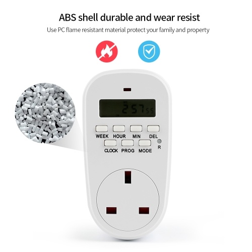 

7 Day Heavy Duty Digital Programmable Timer for Indoor Electrical Switch Energy Saving Smart Power Socket UK Plug