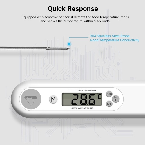 

Digital Food Thermometer Instant Read Meat Thermometer Probe Kitchen Cooking Temperature Tester with Backlight for Milk Grill BBQ