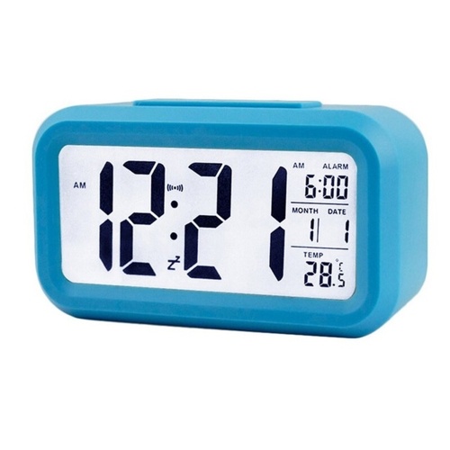 

Smart Digital Alarm Clock with Date and Temperature Snooze Button on Top Battery Operated Rectangle Desk Clock with Night Light for Bedroom Kids Children Girls Boys