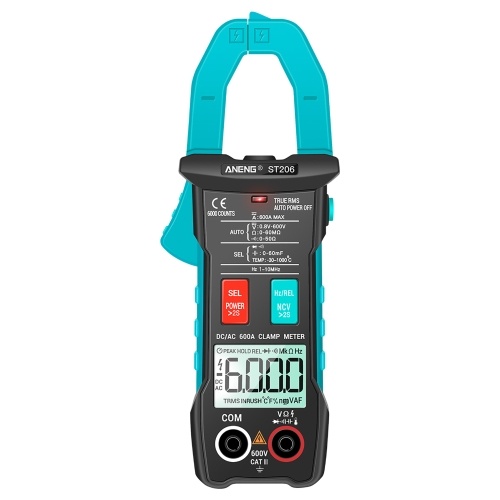 

ANENG Digital Clamp Meter AC/DC Current Clamp True-RMS Multimeter Auto-Ranging Multi Tester with Amp Volt Ohm Inrush Current Resistance Capacitance Continuity Diode Temperature Frequency NCV Tests for Automotive Electronic HVAC Tech