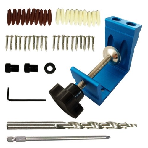 47Pcs Positioner Pocket Jig Kit Heavy Duty Aluminum Pocket Hole Jig Woodworking Punch Locator Tool