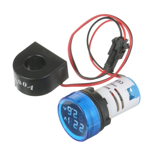 

Mini Round Digital Volt-ammeter Voltammeter Ammeter Voltmeter Double LED Display Voltage & Current Meter Panel Meter AC50-500V AC0-100A