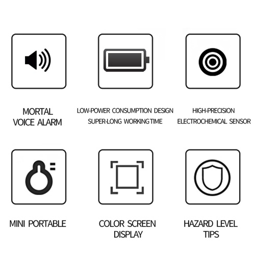 Portable Air Quality Meter 3in1 CO Temperature and Humidity Tester Color Screen Carbon Monoxide Detector with Voice Alarm and Electric Quantity Display Function 