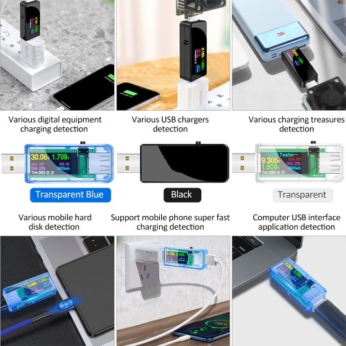 13 in 1 USB Tester Current Voltage Indicator Color LCD Display USB Tester Electric Ammeter Power   Meter Charge DC Digital Multimeter Voltmeter Wattmeter Portable High-Precision USB Tester 