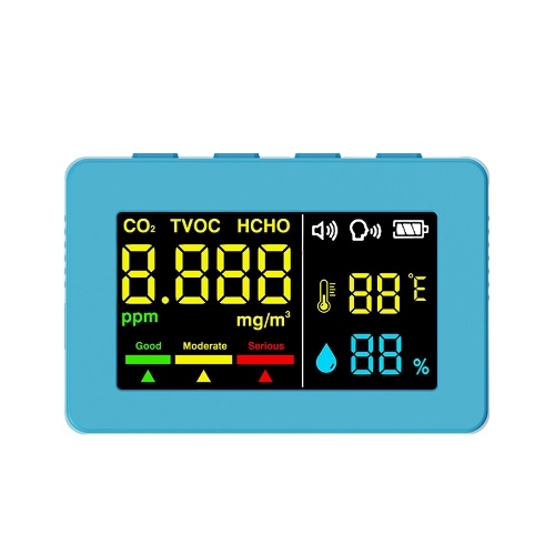 Electrochemical Formaldehyde Sensor Air Quality Detector HCHO TVOC CO2 Tester High Precise Temperature Humidity Test Meter with Voice Alarm Function 