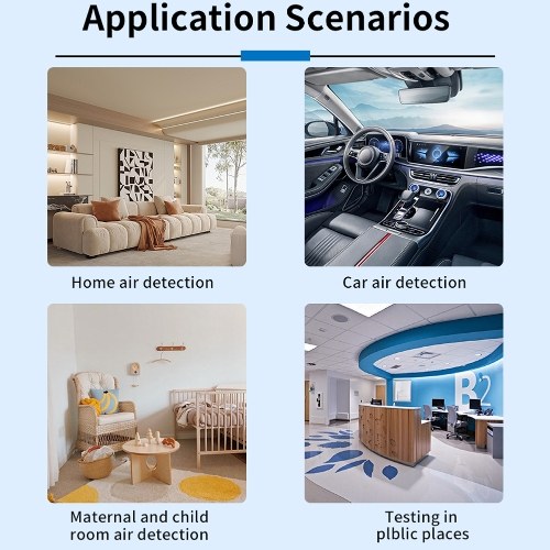 Electrochemical Formaldehyde Sensor Air Quality Detector HCHO TVOC CO2 Tester High Precise Temperature Humidity Test Meter with Voice Alarm Function 