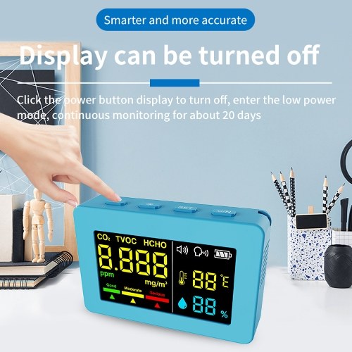 Electrochemical Formaldehyde Sensor Air Quality Detector HCHO TVOC CO2 Tester High Precise Temperature Humidity Test Meter with Voice Alarm Function 