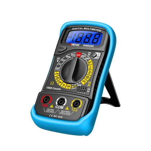 Multifunctional Multimeter 1999 Counts High-precision AC/DC Voltage DC Current Tester Diode Triode Resistance Measurement On/off Buzzer Detection with LCD Display Blue Backlight, Black 