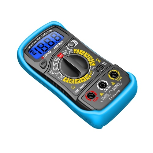 Multifunctional Multimeter 1999 Counts High-precision AC/DC Voltage DC Current Tester Diode Triode Resistance Measurement On/off Buzzer Detection with LCD Display Blue Backlight, Black 