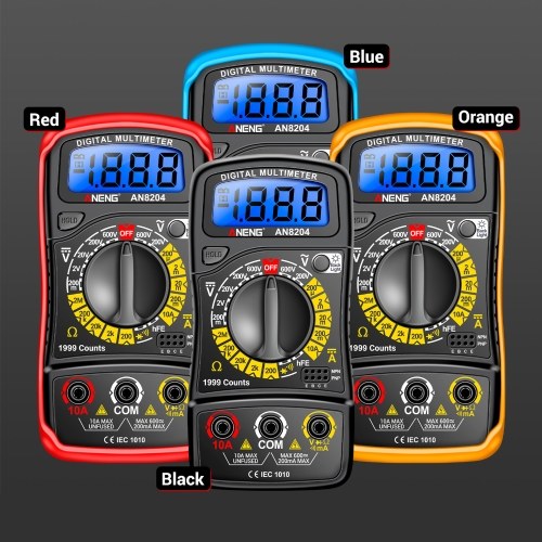 Multifunctional Multimeter 1999 Counts High-precision AC/DC Voltage DC Current Tester Diode Triode Resistance Measurement On/off Buzzer Detection with LCD Display Blue Backlight, Black 