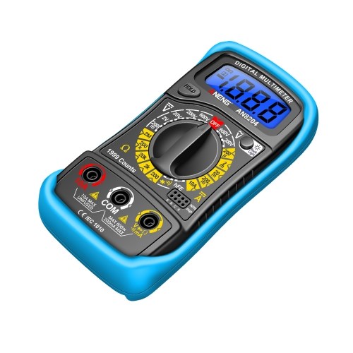 Multifunctional Multimeter 1999 Counts High-precision AC/DC Voltage DC Current Tester Diode Triode Resistance Measurement On/off Buzzer Detection with LCD Display Blue Backlight, Black 