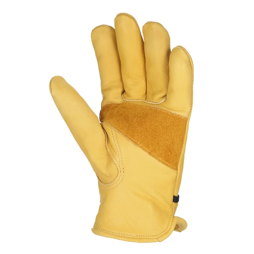 

Leather Work Gloves with Adjustable Wrist Closure for DIY Yardwork Construction Motorcycle Men's Work Cowhide Gloves Gardening Dig