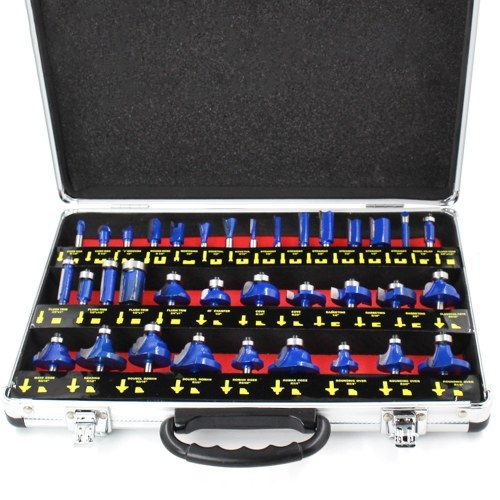 35PCS 6.35mm Handle Wood Router Bit Set Mill Engraving Trim Woodworking Milling Cutter Trimmer Adapter