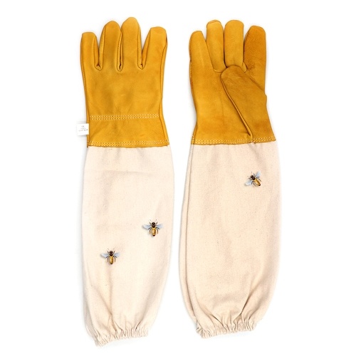 Beekeeping Gloves Beekeeper Prevent Gloves Protective Sleeves Ventilated Professional Anti Bee for Apiculture Beekeeper Beehive Anti-bee Anti-smash Anti-slash Anti-cut Gloves Pigskin Gloves