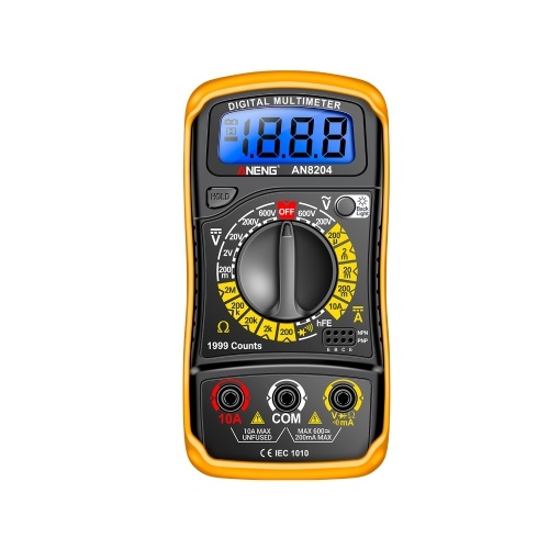 Multifunctional Multimeter 1999 Counts High-precision AC/DC Voltage DC Current Tester Diode Triode Resistance Measurement On/off Buzzer Detection with LCD Display Blue Backlight, Black 