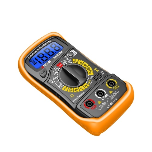 Multifunctional Multimeter 1999 Counts High-precision AC/DC Voltage DC Current Tester Diode Triode Resistance Measurement On/off Buzzer Detection with LCD Display Blue Backlight, Black 
