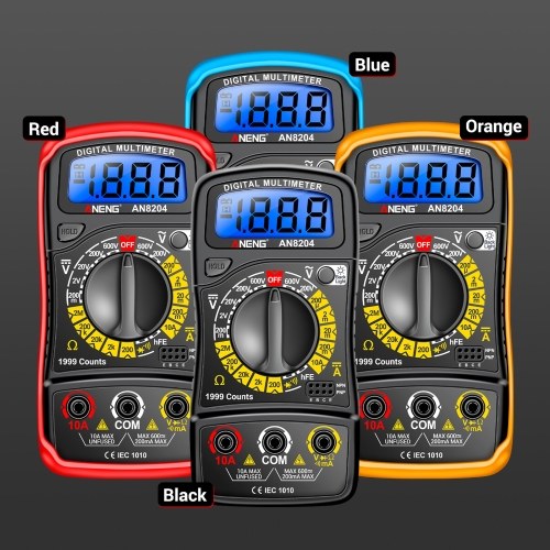 Multifunctional Multimeter 1999 Counts High-precision AC/DC Voltage DC Current Tester Diode Triode Resistance Measurement On/off Buzzer Detection with LCD Display Blue Backlight, Black 