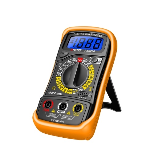 Multifunctional Multimeter 1999 Counts High-precision AC/DC Voltage DC Current Tester Diode Triode Resistance Measurement On/off Buzzer Detection with LCD Display Blue Backlight, Black 
