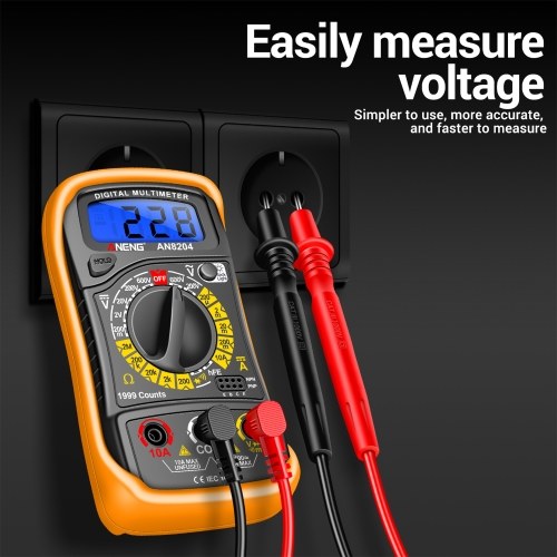 Multifunctional Multimeter 1999 Counts High-precision AC/DC Voltage DC Current Tester Diode Triode Resistance Measurement On/off Buzzer Detection with LCD Display Blue Backlight, Black 