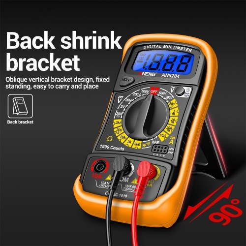 Multifunctional Multimeter 1999 Counts High-precision AC/DC Voltage DC Current Tester Diode Triode Resistance Measurement On/off Buzzer Detection with LCD Display Blue Backlight, Black 