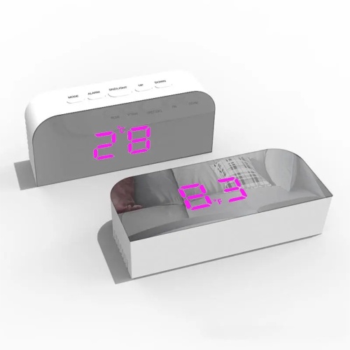 

Multifunctional Electronic Clock Luminous Digital Clock Dual USB Charging Mini Desk Clock LED Mirror Alarm Clock ℃/℉ Weather Temperature Meter