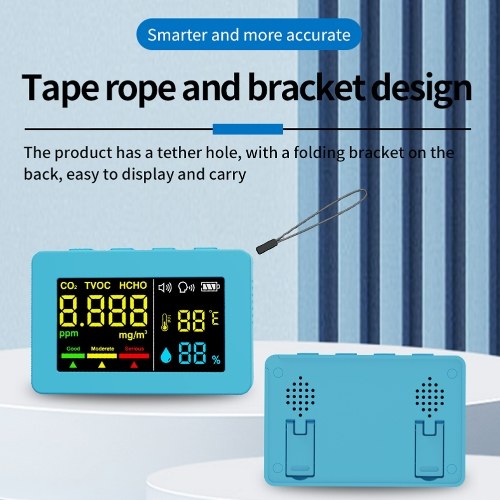 Electrochemical Formaldehyde Sensor Air Quality Detector HCHO TVOC CO2 Tester High Precise Temperature Humidity Test Meter with Voice Alarm Function 