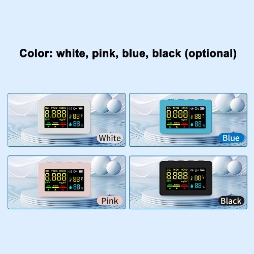 Electrochemical Formaldehyde Sensor Air Quality Detector HCHO TVOC CO2 Tester High Precise Temperature Humidity Test Meter with Voice Alarm Function 