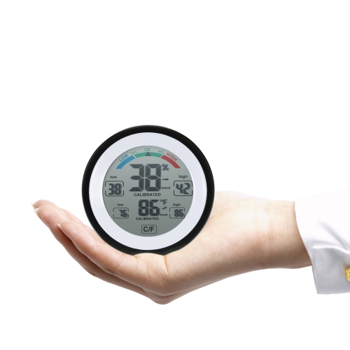 

Touch Screen Temperature and Humidity Meter Digital Round Shape Indoor Thermometer and Hygrometer