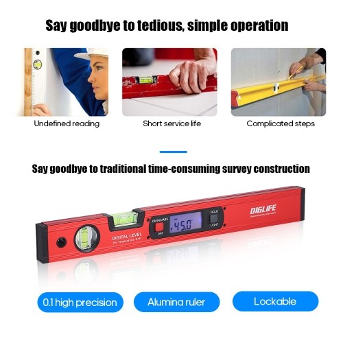 

Digital Leveling Instrument 0-90°Angle Finder Level Meter Absolute Electronic Level Position with Vertical & Horizontal Bubble