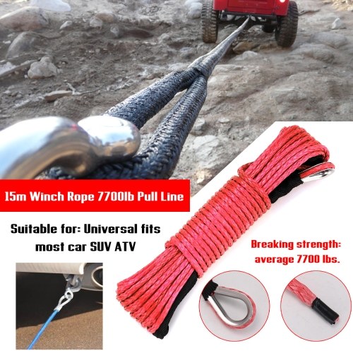

15m Winch Rope 7700 lb Pull Line Cable Nylon Towing Rope Car Wash Maintenance String for ATV UTV Off-Road