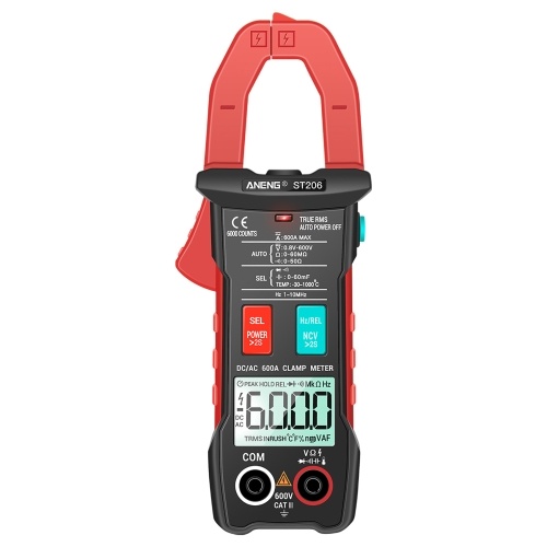 ANENG Pinça Meter Digital AC / DC Pinça de Corrente True-RMS Multímetro Multi Tester com Amp Volt Ohm Corrente de pico Resistência Capacitância Continuidade Diodo Temperatura Freqüência Testes NCV para Eletrônico Automotivo HVAC Tech