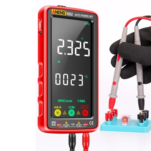 ANENG 682 6000 Counts Large LCD Digital Multimeter Smart Anti-burn Rechargeable Universal Meter VA Reverse Screen NCV Tester with Flashlight for Voltage Current Resistance Capacitance Temperature Frequency On/Off Diode Measurement 