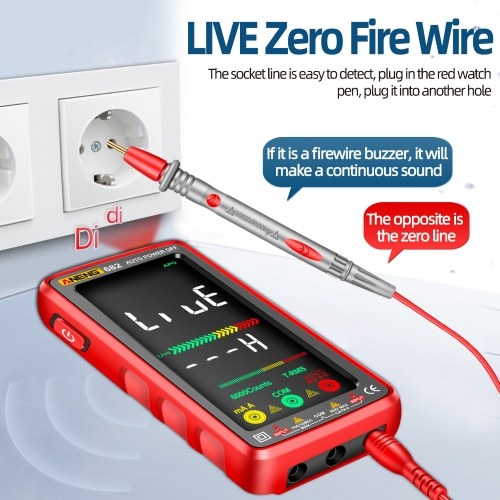 ANENG 682 6000 Counts Large LCD Digital Multimeter Smart Anti-burn Rechargeable Universal Meter VA Reverse Screen NCV Tester with Flashlight for Voltage Current Resistance Capacitance Temperature Frequency On/Off Diode Measurement 