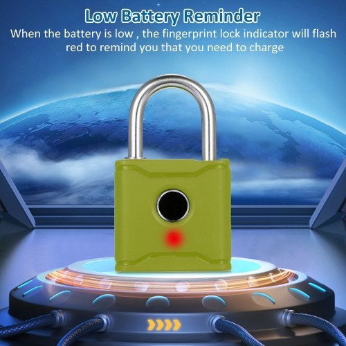 T1004D Smart BT Fingerprint Padlock Rechargeable Keyless Lock IP65 Waterproof Anti-theft Luggage Backpack Lock 