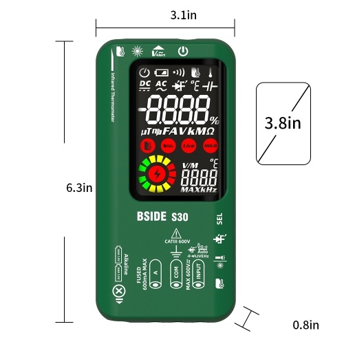 BSIDE 4in1 Digital Multimeter Infrared Thermometer Electric Test Pen Circuit Analyzer Detector 3.5inch LCD Color Display 